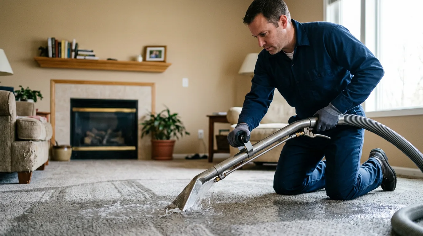 Water damage restoration technician working near Cascade, MD
